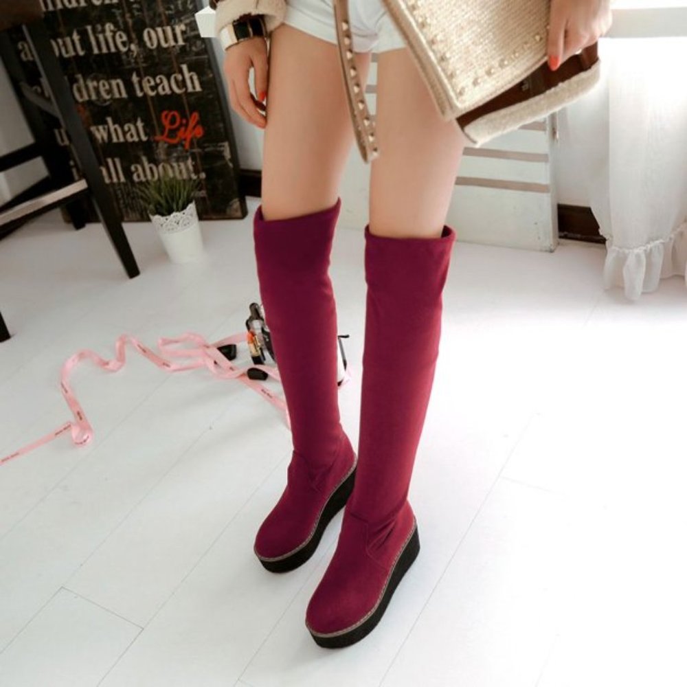 Red Knee Platform Boots